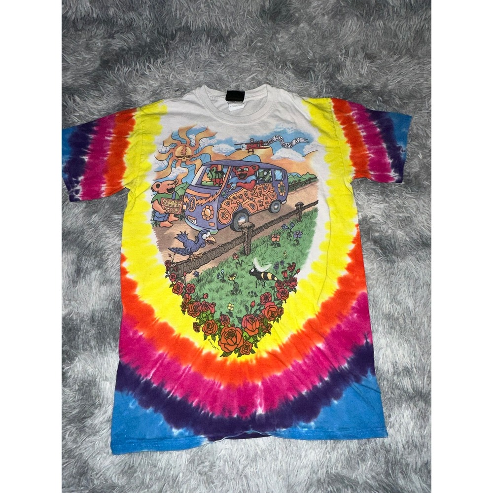 Grateful Dead Liquid Blue Tie Dye Shirt The Bus Came By Dancing Bears 1994 Small